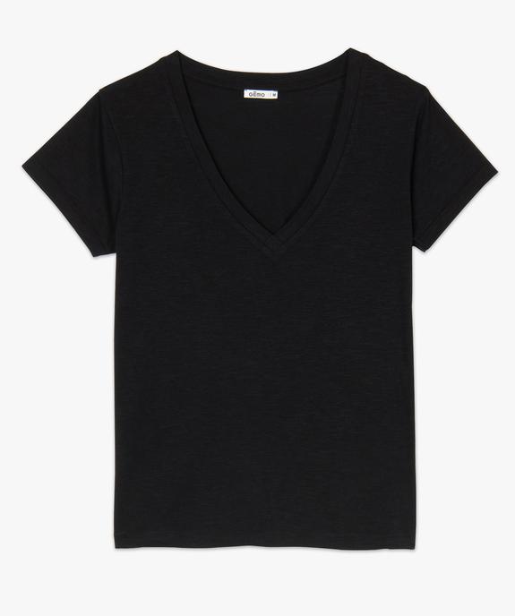 Tee-shirt femme à manches courtes et grand col V vue4 - GEMO(FEMME PAP) - GEMO