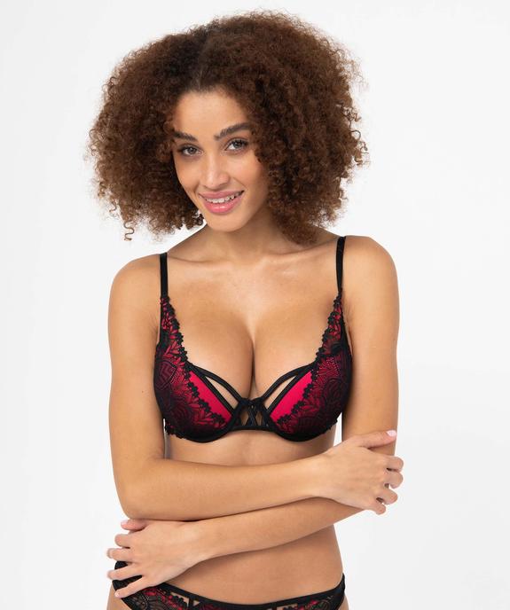 Soutien-gorge corbeille en matière satinée et dentelle vue2 - GEMO(HOMWR FEM) - GEMO