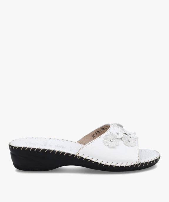 Mules femme confort en cuir ornées de fleurs vue1 - GEMO (CONFORT) - GEMO