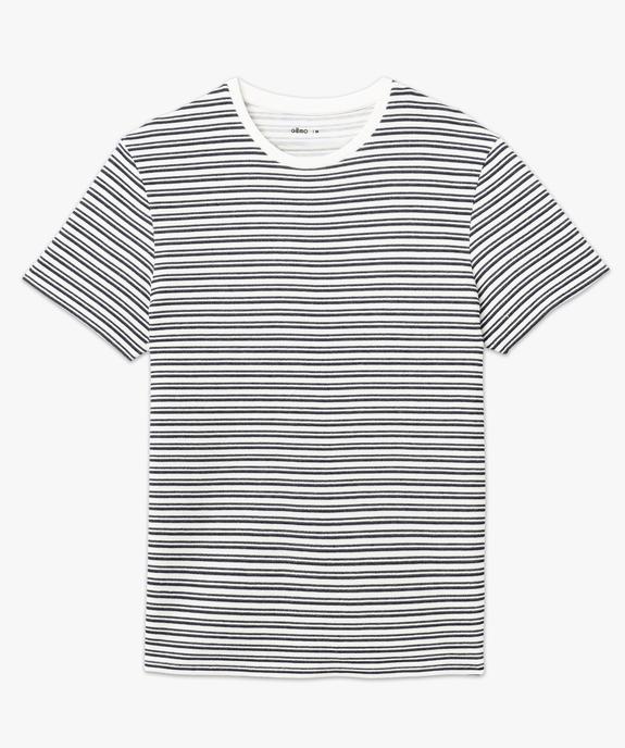 Tee-shirt à manches courtes en maille texturée à rayures homme vue4 - GEMO