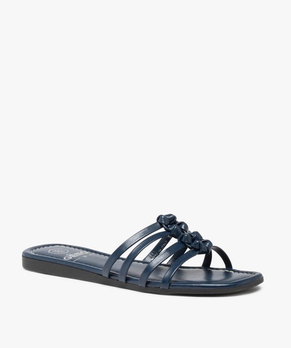 Mules femme à talon plat et fines brides nouées vue2 - GEMO (CASUAL) - GEMO
