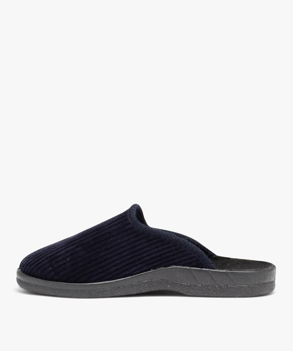 Chaussons homme mules confort dessus en velours côtelé uni vue3 - GEMO(HOMWR HOM) - GEMO