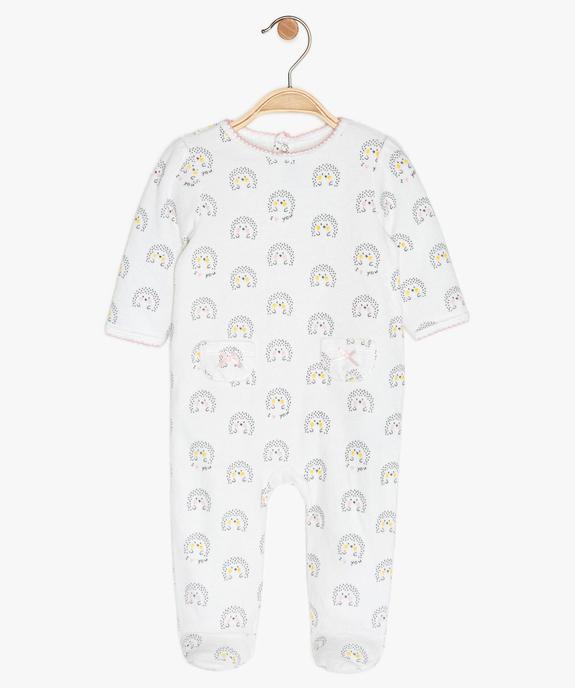Pyjama bébé en velours imprimé hérisson vue1 - GEMO(BB COUCHE) - GEMO