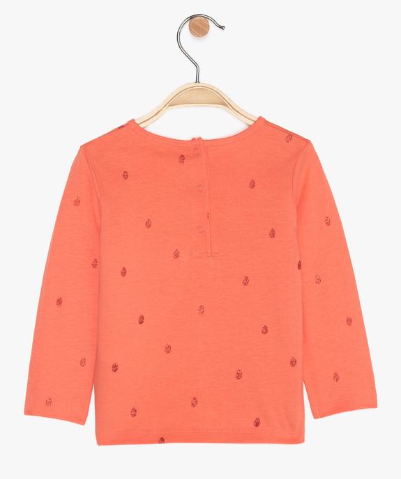 Tee-shirt bébé fille manches longues imprimé en coton bio vue2 - GEMO 4G BEBE - GEMO