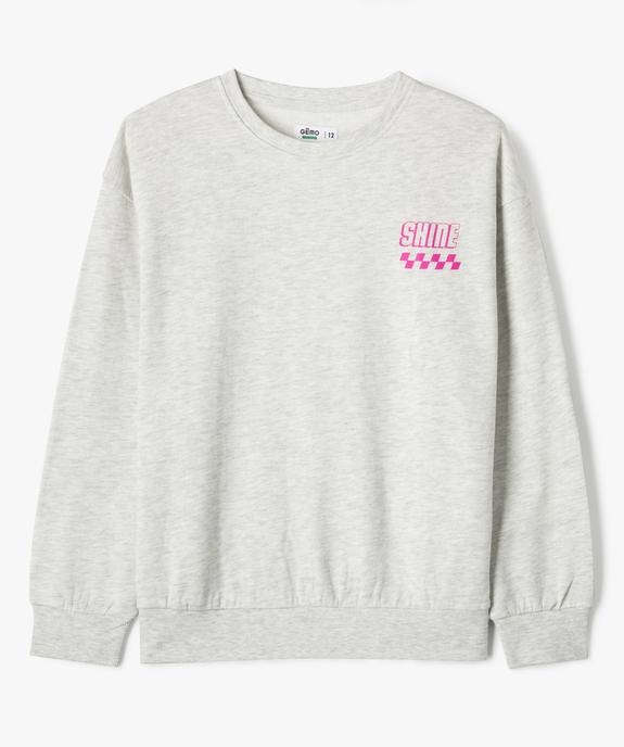 Sweat molletonné avec large motif dos fille vue1 - GEMO 4G FILLE - GEMO