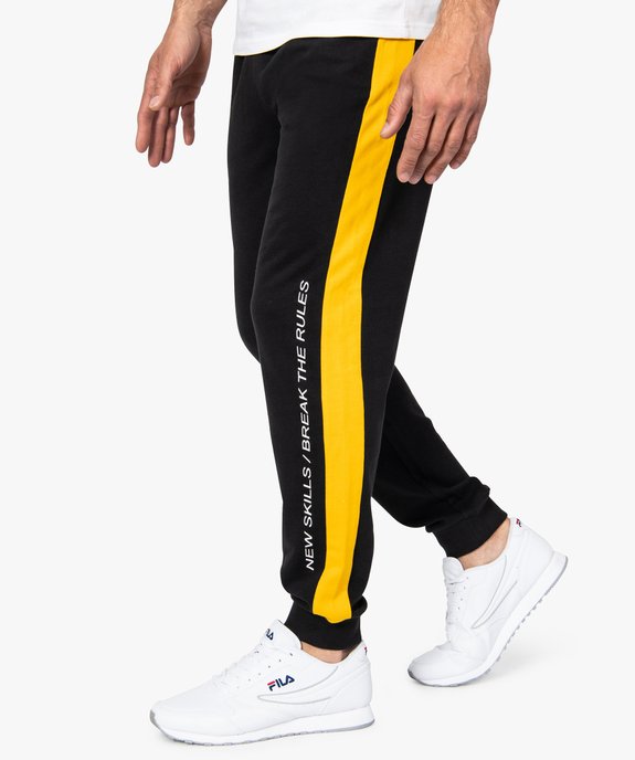 Pantalon de jogging homme bicolore et imprime noir GEMO