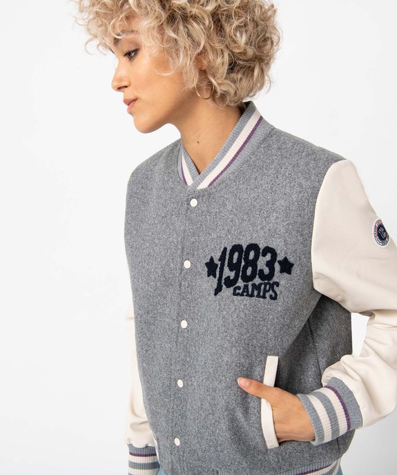 Blouson bomber femme bi-matières — Camps United vue2 - CAMPS UNITED - GEMO
