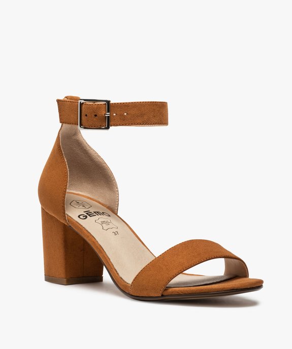 Sandales femme à talon large et bride cheville dessus suédine vue2 - GEMO(URBAIN) - GEMO