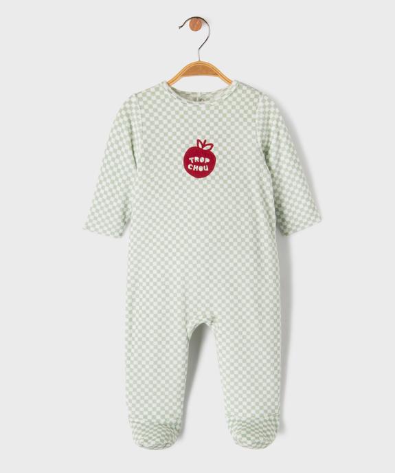 Pyjama en velours à motif damier bébé fille vue1 - GEMO 4G BEBE - GEMO
