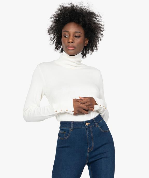 Pull femme à col roulé et boutons sur les poignets vue1 - GEMO(FEMME PAP) - GEMO