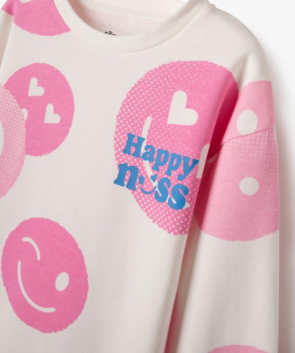 Robe sweat avec motifs positif fille vue2 - GEMO 4G FILLE - GEMO
