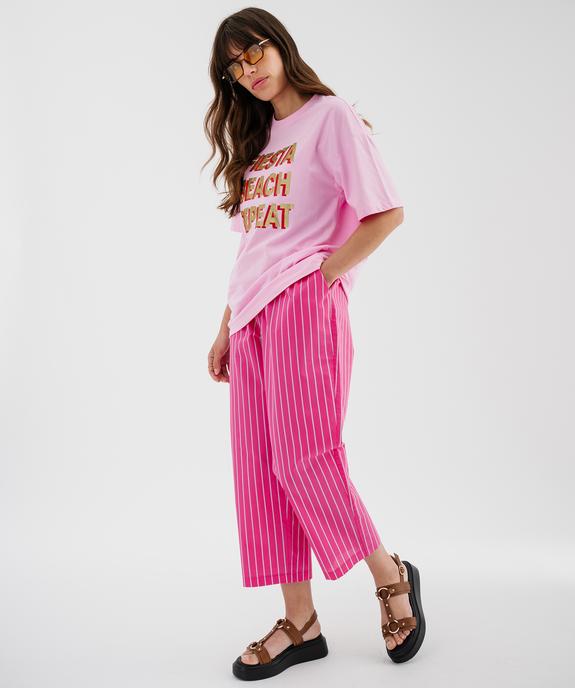 Tee-shirt manches courtes en jersey de coton imprimé femme vue4 - GEMO(FEMME PAP) - GEMO