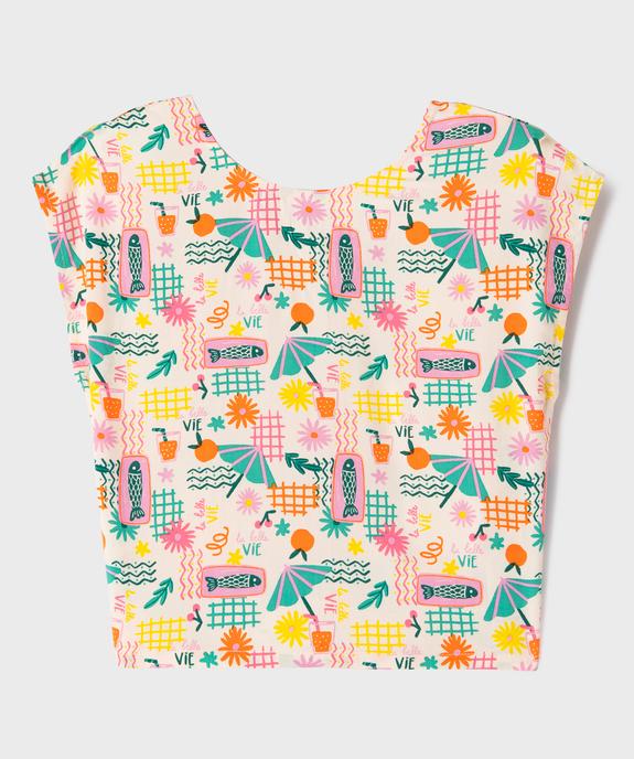 Blouse sans manches larges imprimée à col V au dos fille vue1 - GEMO (ENFANT) - GEMO