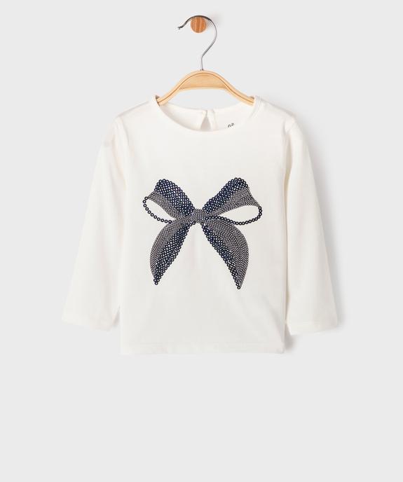 Tee-shirt manches longues avec sequins brodés bébé fille - GEMO 4G BEBE Tee-shirt manches longues avec sequins brodés bébé fille vue1 - GEMO 4G BEBE - GEMO