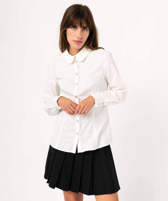 Chemise manches longues coupe ajustée col Claudine femme vue6 - GEMO(FEMME PAP) - GEMO