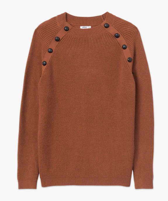 Pull femme à col rond avec boutons aux emmanchures vue4 - GEMO(FEMME PAP) - GEMO