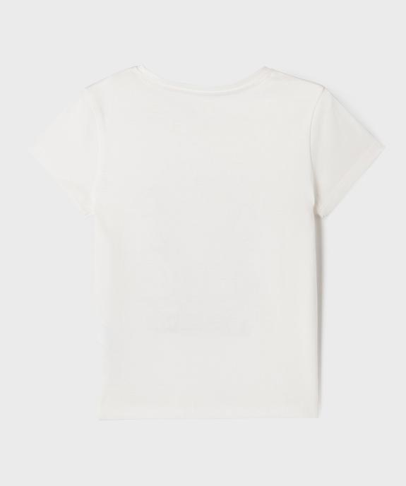 Tee-shirt manches courtes avec motif positif fille vue3 - GEMO (ENFANT) - GEMO