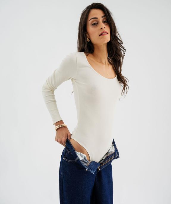 Body en maille côtelée à grand col rond femme vue1 - GEMO(FEMME PAP) - GEMO