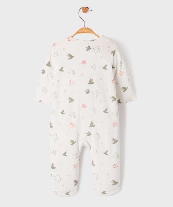 Pyjama en velours avec motifs oiseaux et fronces bébé vue3 - GEMO 4G BEBE - GEMO