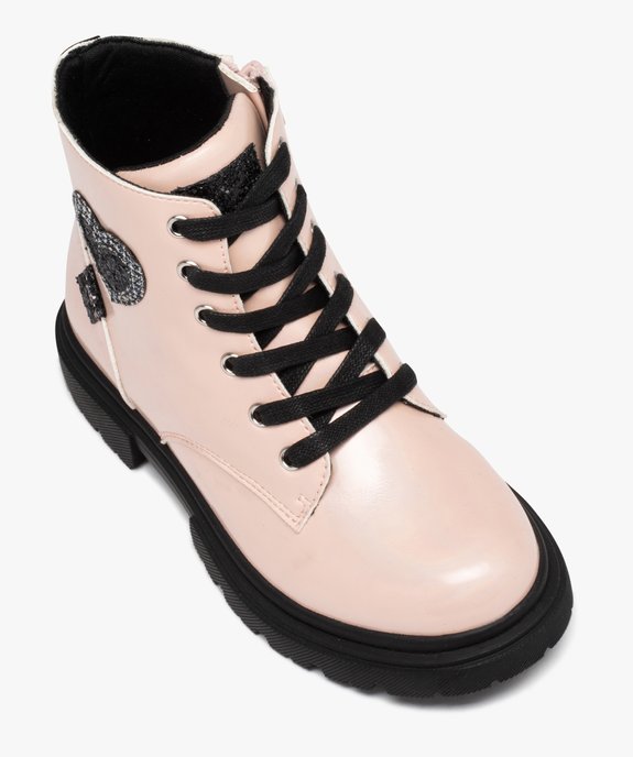 Boots fille mid-cut vernies à semelle crantée vue5 - GEMO (ENFANT) - GEMO