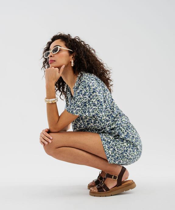 Blouse manches courtes en viscose fluide imprimée femme vue4 - GEMO 4G FEMME - GEMO