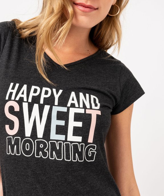 Chemise de nuit imprimée à manches courtes femme vue2 - GEMO 4G FEMME - GEMO