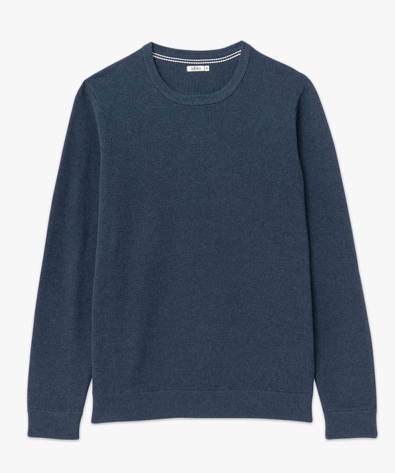 Pull col rond en coton uni homme vue4 - GEMO (HOMME) - GEMO