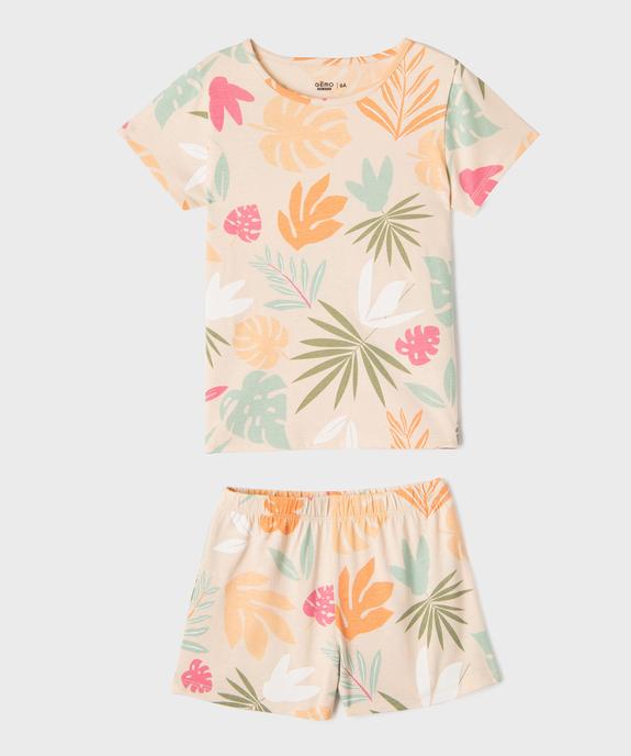 Pyjashort en jersey de coton imprimé fille vue1 - GEMO 4G FILLE - GEMO