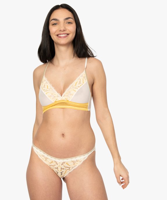 Culotte femme à dentelle bicolore et ceinture pailletée vue3 - GEMO(HOMWR FEM) - GEMO