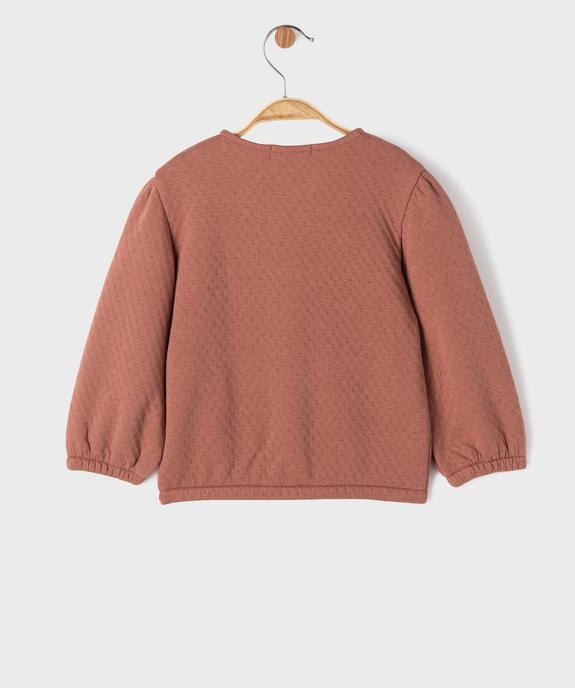 Sweat à boutons pression en maille fantaisie bébé fille vue3 - GEMO(BEBE DEBT) - GEMO