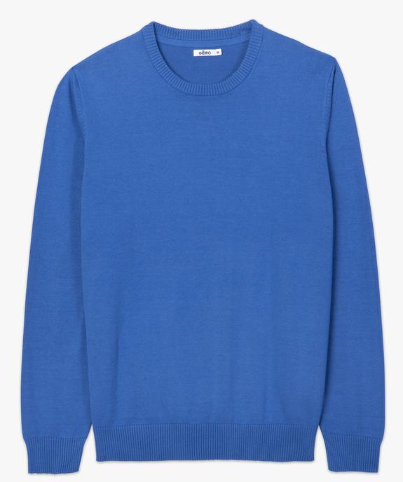 Pull homme uni en maille fine avec col rond vue4 - GEMO (HOMME) - GEMO