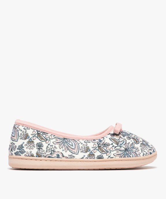 Chaussons forme ballerine en toile à motifs fleuris femme vue1 - GEMO 4G FEMME - GEMO