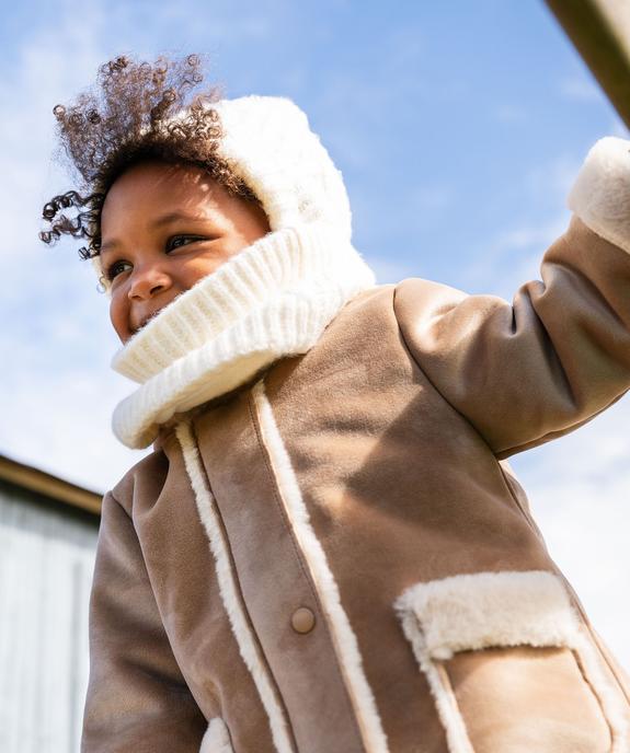 Manteau à capuche en velours doublure chaude bébé fille vue7 - GEMO(BEBE DEBT) - GEMO