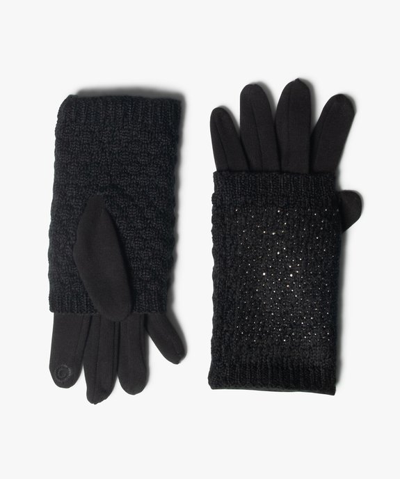 Gants et mitaines 2-en-1 avec strass vue2 - GEMO (ACCESS) - GEMO