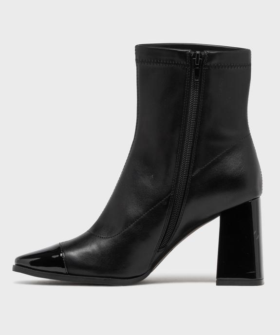 Boots chaussettes à talon et bout carré verni femme vue4 - FOLLOW ME G4G - GEMO