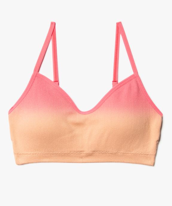 Brassière à fines bretelles en maille côtelée avec mousses amovibles fille vue1 - GEMO (JUNIOR) - GEMO