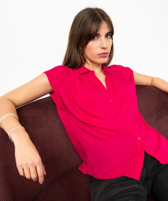 Chemise à manches courtes à reflets irisés femme vue1 - GEMO(FEMME PAP) - GEMO