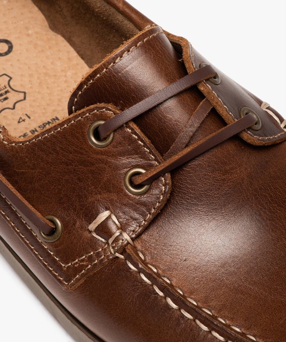 Chaussures bateau homme classiques dessus cuir uni vue6 - GEMO (CASUAL) - GEMO
