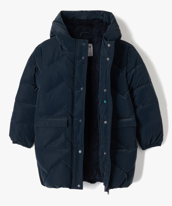 Manteau fille matelassé doublé peluche à capuche vue2 - GEMO 4G FILLE - GEMO