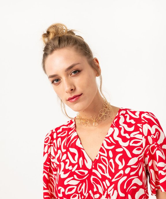 Robe fluide à manches courtes et col V femme vue2 - GEMO(FEMME PAP) - GEMO