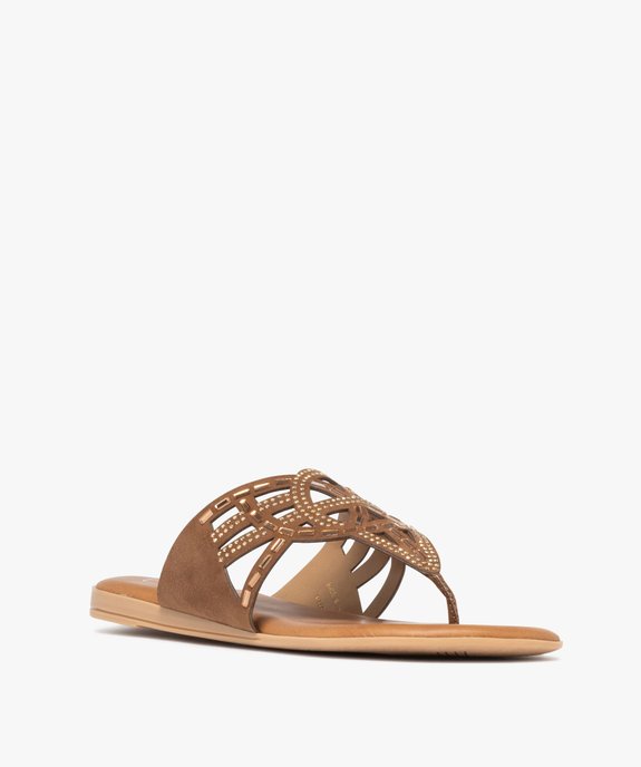 Mules femme à bride entre-doigts fantaisie avec bijoux vue2 - GEMO (CASUAL) - GEMO