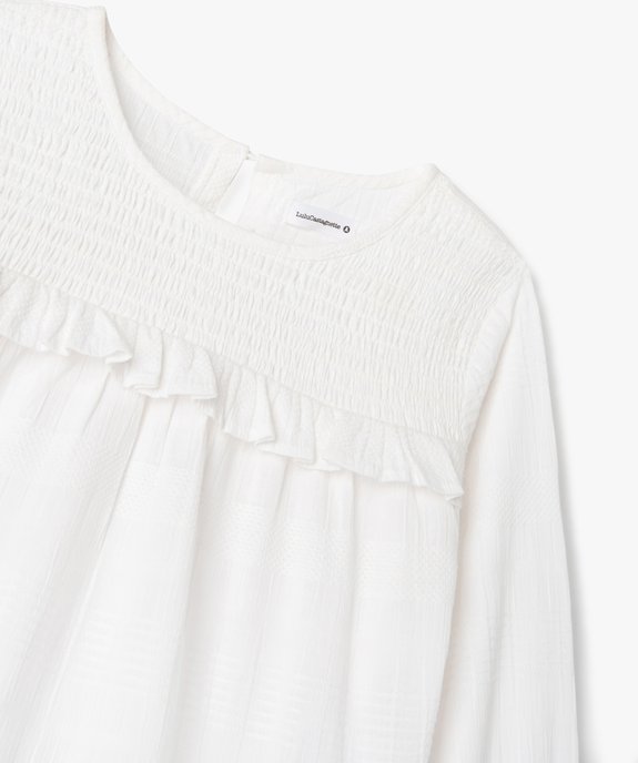 Chemise manches longues avec haut smoké fille - LuluCastagnette vue3 - LULUCASTAGNETTE - GEMO