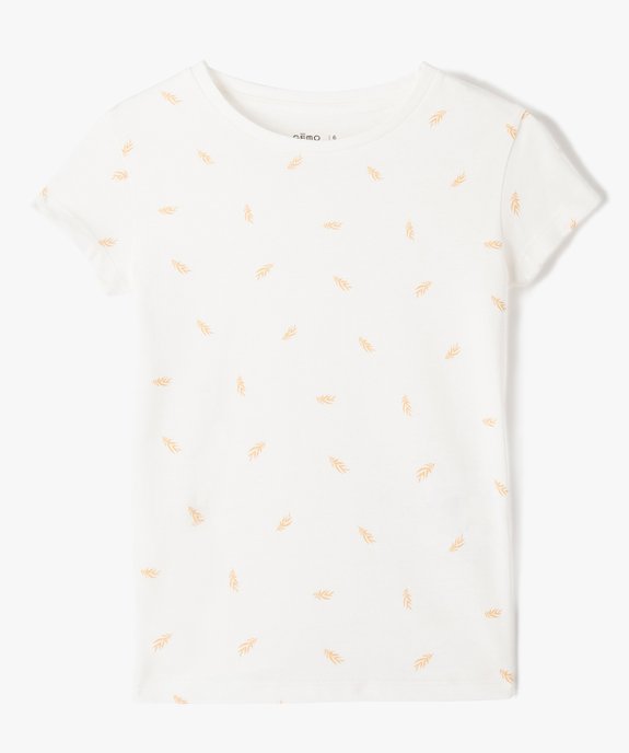 Tee-shirt fille à manches courtes et petits motifs dorés vue1 - GEMO (ENFANT) - GEMO