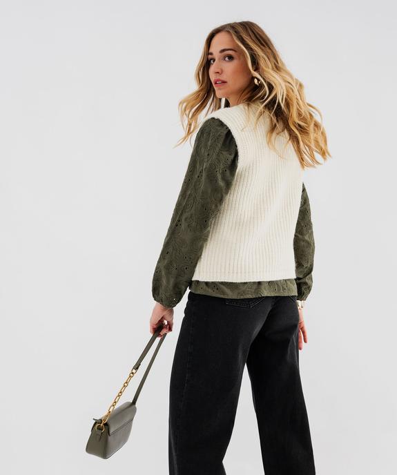 Gilet sans manches en grosse maille et boutons fantaisie femme vue3 - GEMO(FEMME PAP) - GEMO