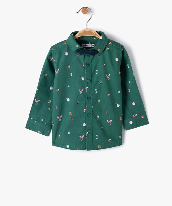 Chemise bébé garçon à motifs de Noël avec noeud papillon amovible vue2 - GEMO(BEBE DEBT) - GEMO