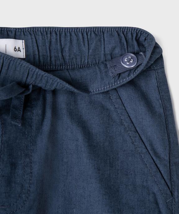 Pantalon en lin et coton avec taille ajustable garçon vue3 - GEMO (ENFANT) - GEMO