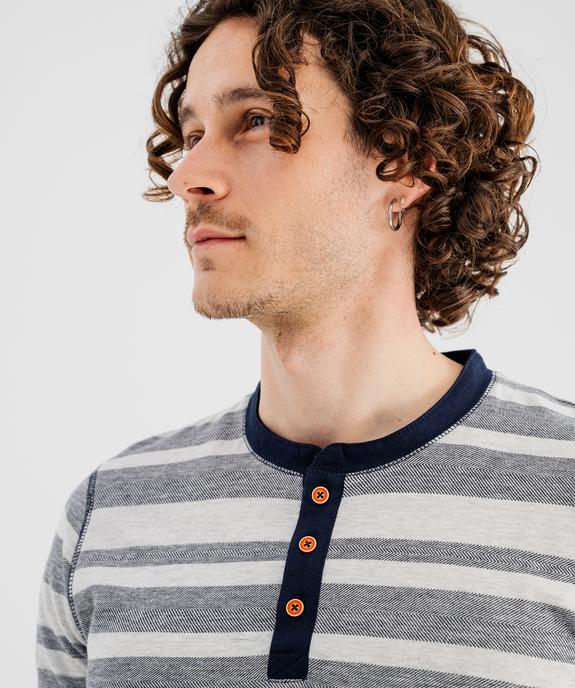 Pyjashort avec haut rayé et bas uni homme vue9 - GEMO 4G HOMME - GEMO