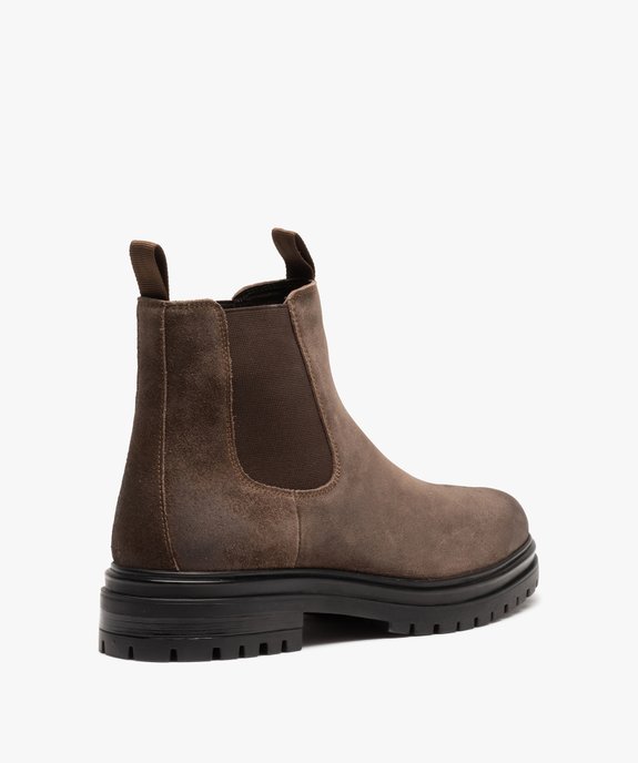 Boots homme crantées style Chelsea dessus cuir – Taneo vue4 - TANEO - GEMO