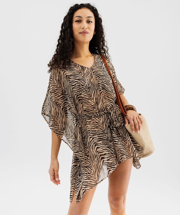 Robe de plage en voile à motifs femme vue5 - GEMO 4G FEMME - GEMO