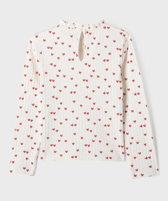 Tee-shirt manches longues à motifs coeurs fille vue4 - GEMO 4G FILLE - GEMO